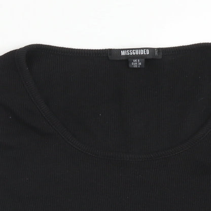 Missguided Womens Black Polyester Cropped Tank Size 8 Round Neck
