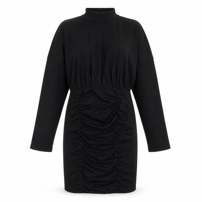 PRETTYLITTLETHING Womens Black Polyester Sheath Size 10 High Neck Pullover