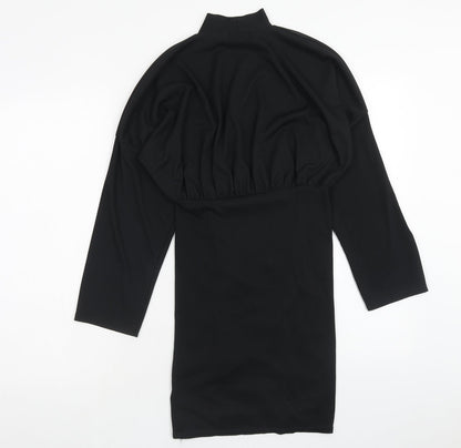 PRETTYLITTLETHING Womens Black Polyester Sheath Size 10 High Neck Pullover