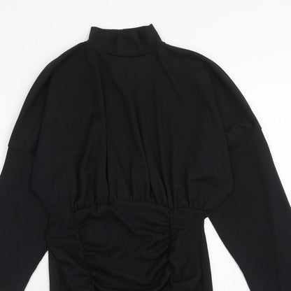 PRETTYLITTLETHING Womens Black Polyester Sheath Size 10 High Neck Pullover