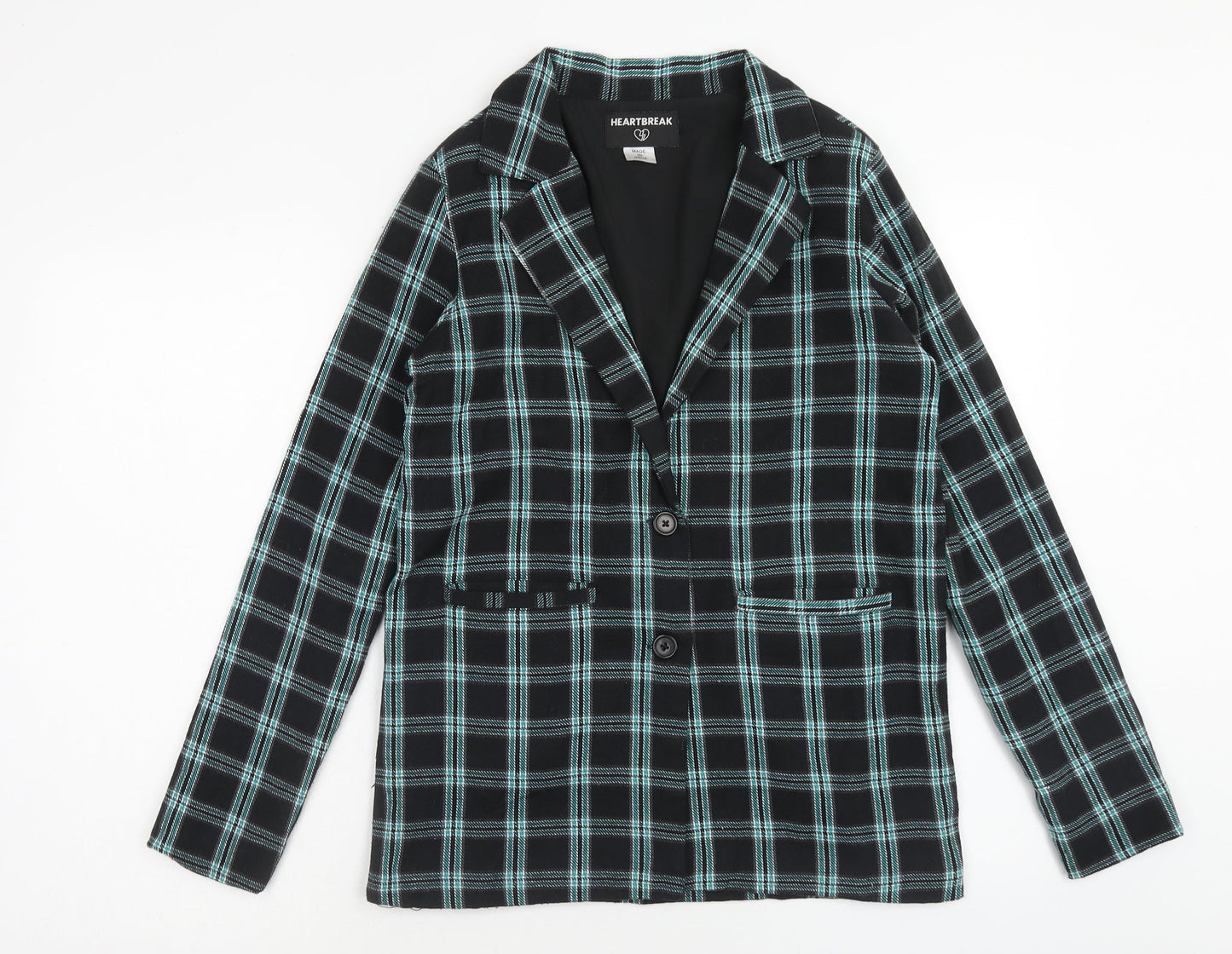 Heartbreak Womens Blue Geometric Pea Coat Coat Size 6 Button