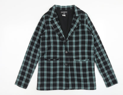Heartbreak Womens Blue Geometric Pea Coat Coat Size 6 Button