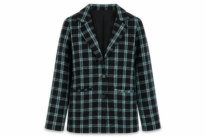 Heartbreak Womens Blue Geometric Pea Coat Coat Size 6 Button