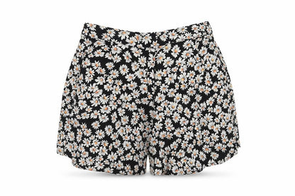 Topshop Womens Black Floral Viscose Bermuda Shorts Size 8 Regular Hook & Eye