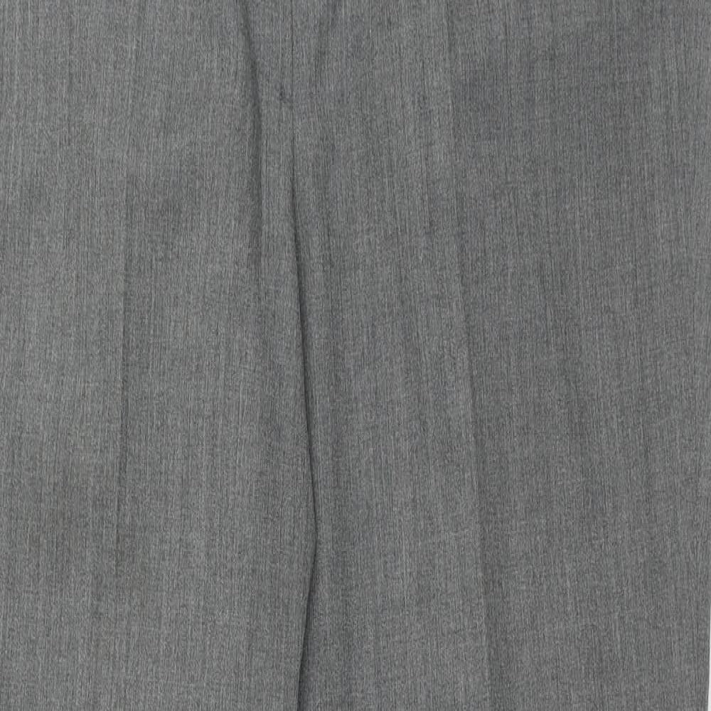 Preworn Mens Grey Polyester Dress Pants Trousers Size M Regular Zip