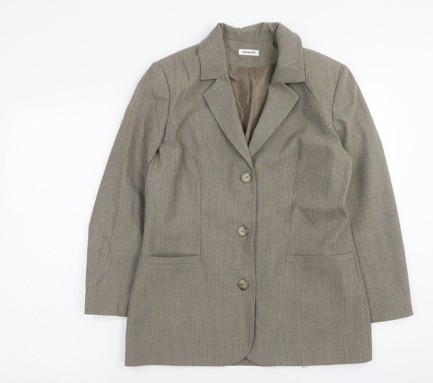 Damart Womens Brown Jacket Blazer Size 14 Button