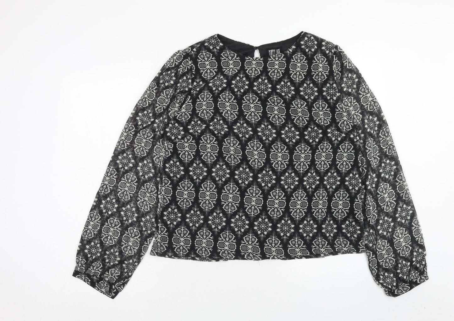 Womens UK Size 16 Poppy Lux Black Basic Blouse