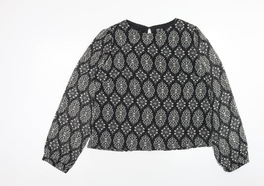 Womens UK Size 16 Poppy Lux Black Basic Blouse