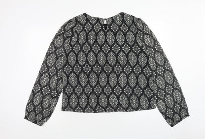 Womens UK Size 16 Poppy Lux Black Basic Blouse