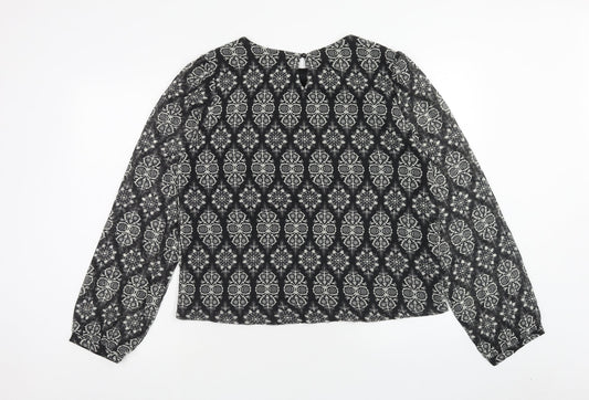 Womens UK Size 16 Poppy Lux Black Basic Blouse