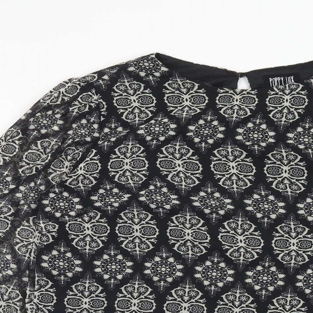 Womens UK Size 16 Poppy Lux Black Basic Blouse