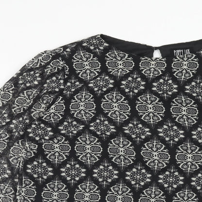 Womens UK Size 16 Poppy Lux Black Basic Blouse