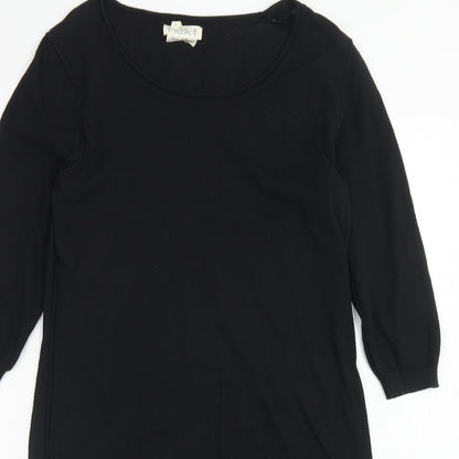 NEXT Womens Black Cotton Shift Size 12 Boat Neck Pullover