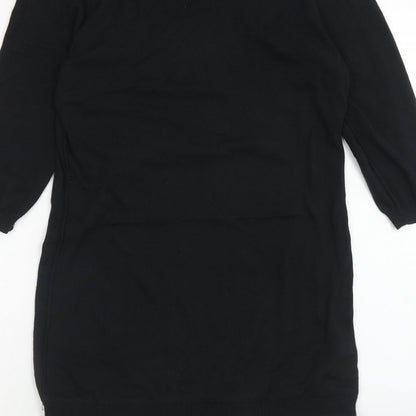 NEXT Womens Black Cotton Shift Size 12 Boat Neck Pullover