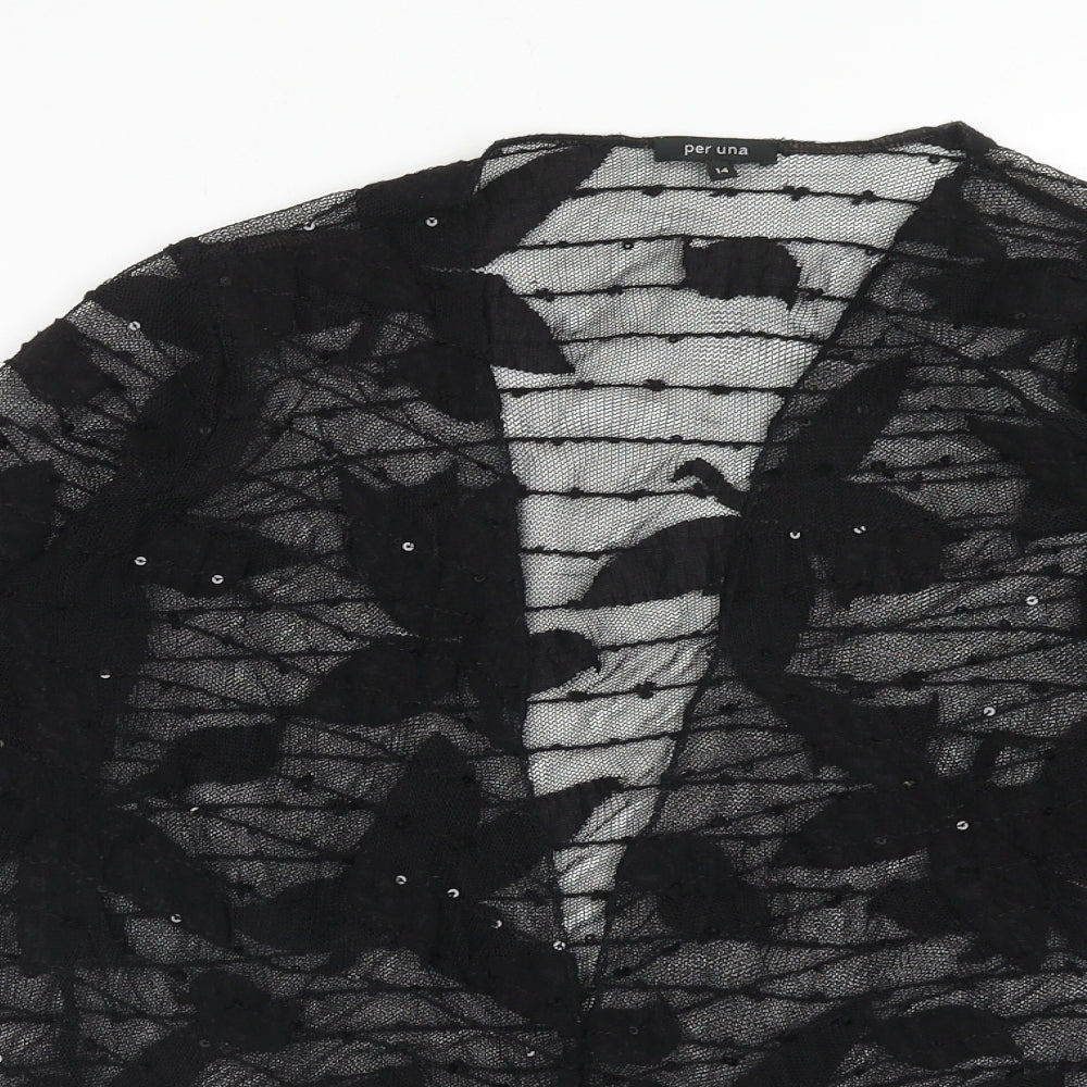 Womens UK Size 14 Per Una Black Cardigan Jumper