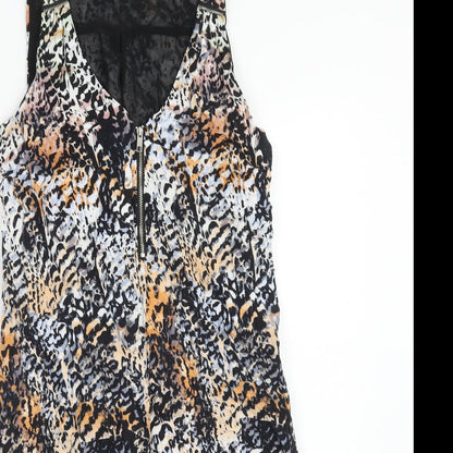 Mint Velvet Womens Multicoloured Geometric Viscose Tank Dress Size 8 V-Neck Zip