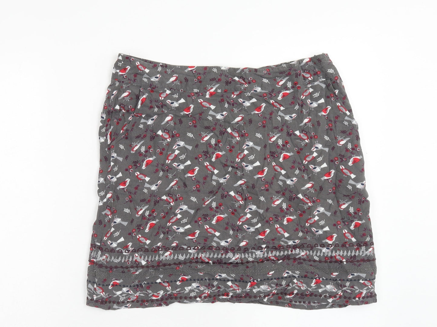 Debenhams Womens Grey Geometric Viscose Mini Skirt Size 12 Zip - Bird