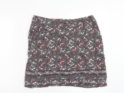 Debenhams Womens Grey Geometric Viscose Mini Skirt Size 12 Zip - Bird