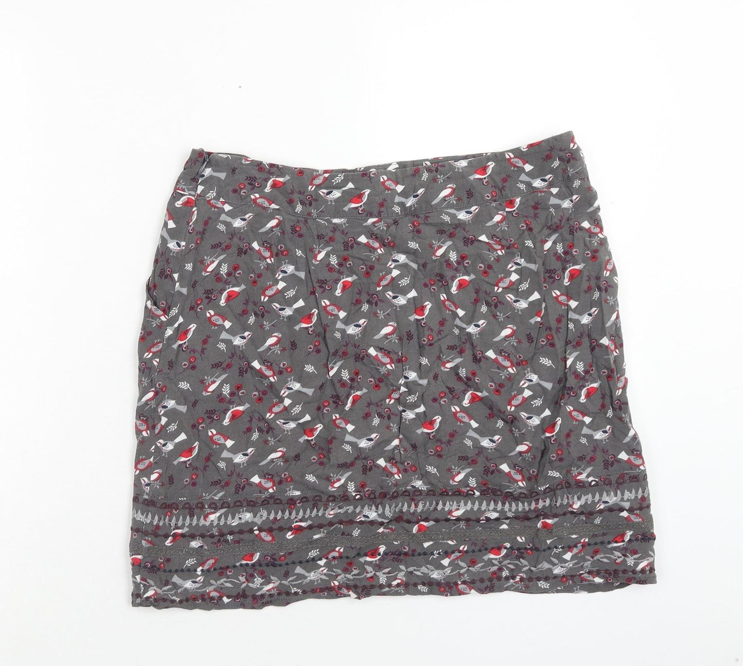 Debenhams Womens Grey Geometric Viscose Mini Skirt Size 12 Zip - Bird
