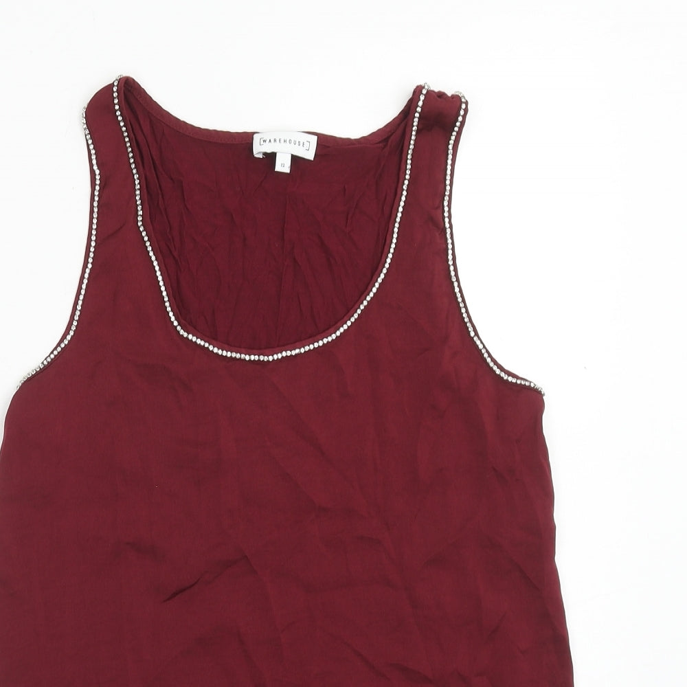 Womens UK Size 12 Warehouse Red Basic Tank