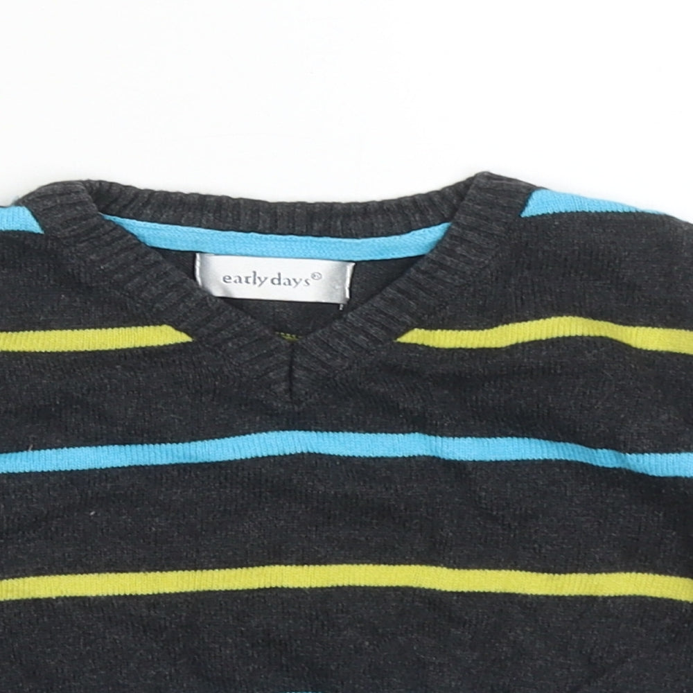 Early Days Boys Grey Striped Cotton Pullover Jumper Size 12-18 Months Pullover