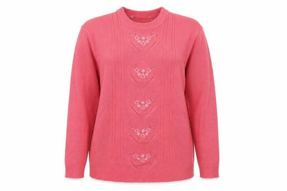 Preworn Womens Pink Round Neck Acrylic Pullover Jumper Size L
