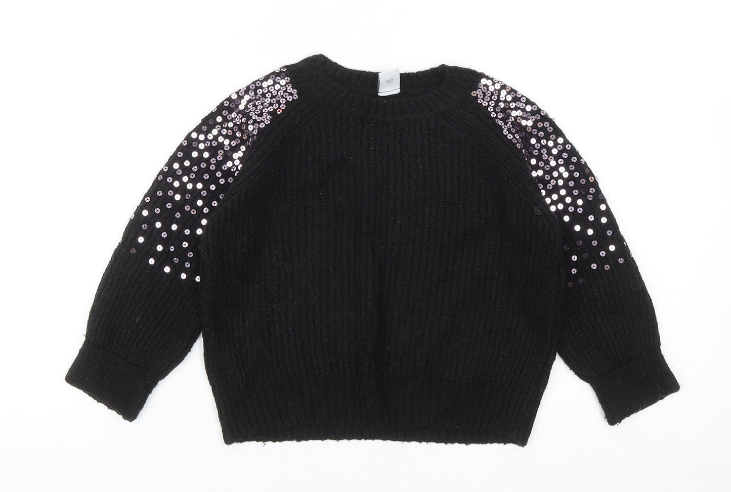 TU Girls Black Round Neck Acrylic Pullover Jumper Size 3XL Pullover