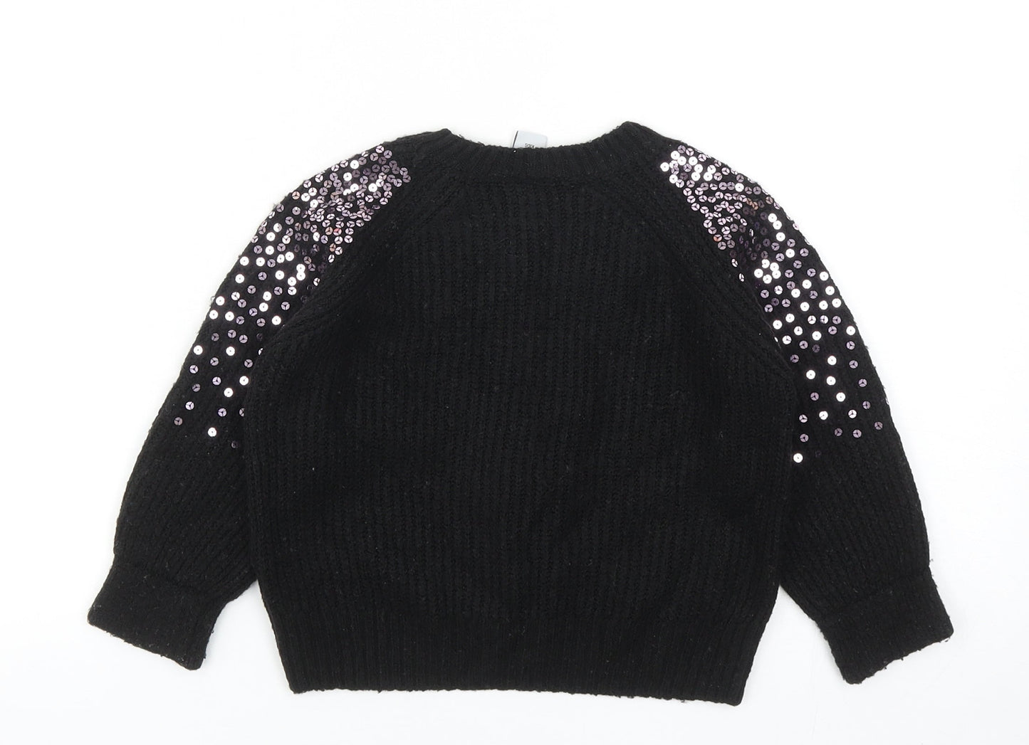 TU Girls Black Round Neck Acrylic Pullover Jumper Size 3XL Pullover