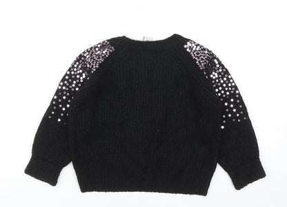 TU Girls Black Round Neck Acrylic Pullover Jumper Size 3XL Pullover