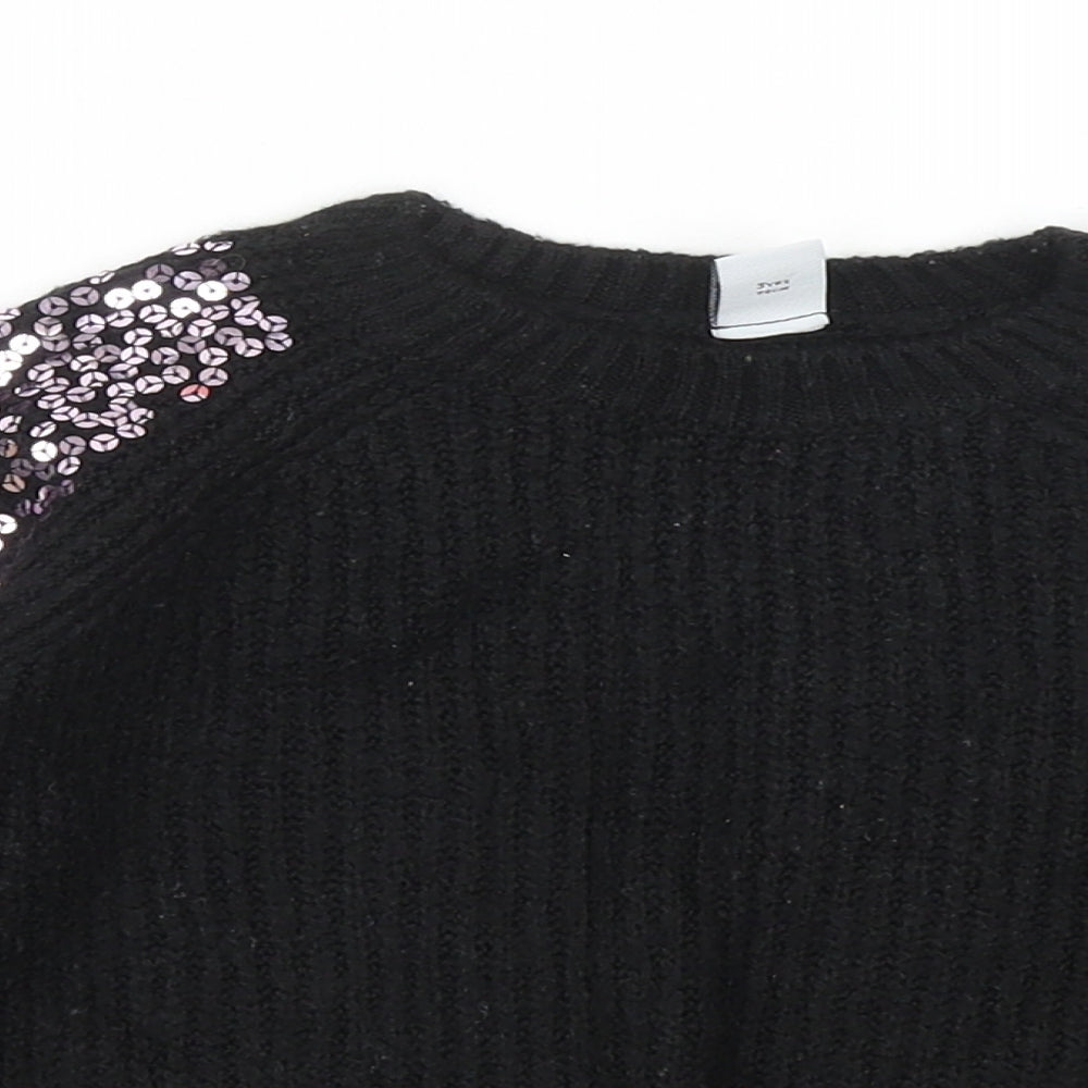 TU Girls Black Round Neck Acrylic Pullover Jumper Size 3XL Pullover