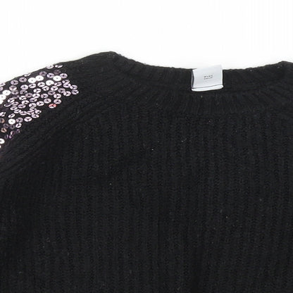 TU Girls Black Round Neck Acrylic Pullover Jumper Size 3XL Pullover