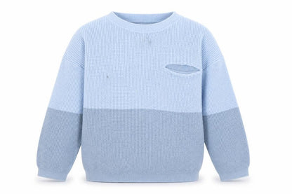 George Boys Blue Boat Neck Colourblock Cotton Pullover Jumper Size 5-6 Years Pullover