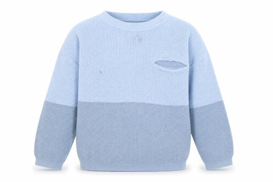 George Boys Blue Boat Neck Colourblock Cotton Pullover Jumper Size 5-6 Years Pullover