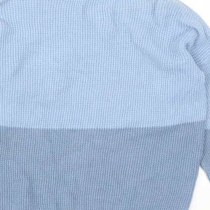 George Boys Blue Boat Neck Colourblock Cotton Pullover Jumper Size 5-6 Years Pullover