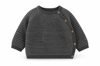 TU Baby Grey Striped Cotton Pullover Jumper Size 0-3 Months Button