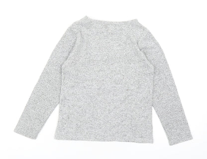 Primark Girls Grey Round Neck Acrylic Pullover Jumper Size 6-7 Years Pullover - Sparkle