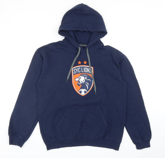 Mens UK Size M Gildan Blue Pullover Hoodie