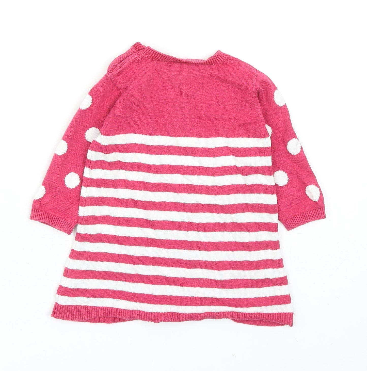 Blue Zoo Girls Pink Striped Cotton Shift Size 3-6 Months Round Neck Button