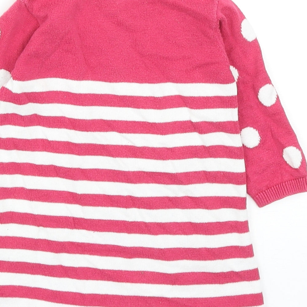 Blue Zoo Girls Pink Striped Cotton Shift Size 3-6 Months Round Neck Button