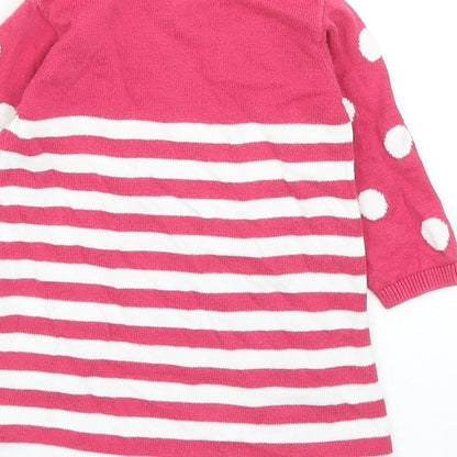 Blue Zoo Girls Pink Striped Cotton Shift Size 3-6 Months Round Neck Button