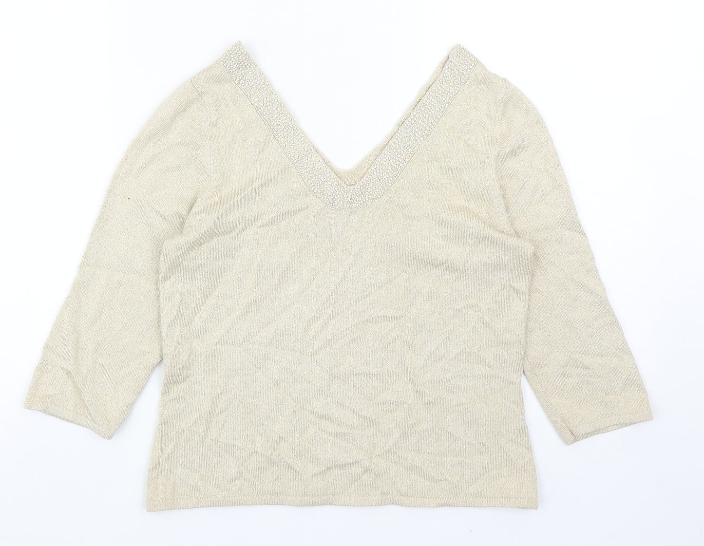 Womens UK Size 8 Minuet Beige Pullover Jumper
