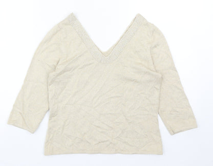 Womens UK Size 8 Minuet Beige Pullover Jumper