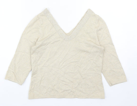 Womens UK Size 8 Minuet Beige Pullover Jumper