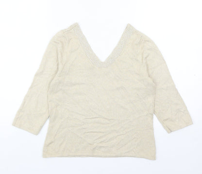 Womens UK Size 8 Minuet Beige Pullover Jumper