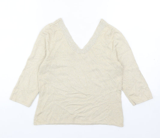 Womens UK Size 8 Minuet Beige Pullover Jumper