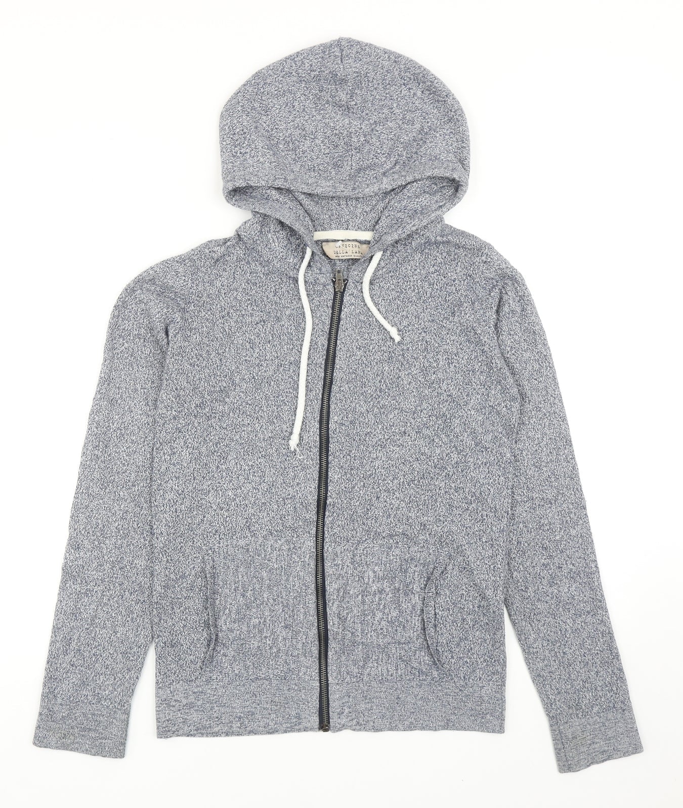 Della Lana Womens Blue Cotton Full Zip Hoodie Size XS Zip