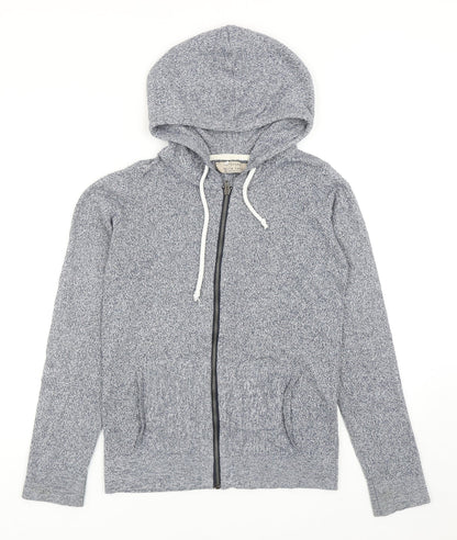 Della Lana Womens Blue Cotton Full Zip Hoodie Size XS Zip