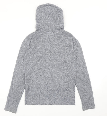 Della Lana Womens Blue Cotton Full Zip Hoodie Size XS Zip
