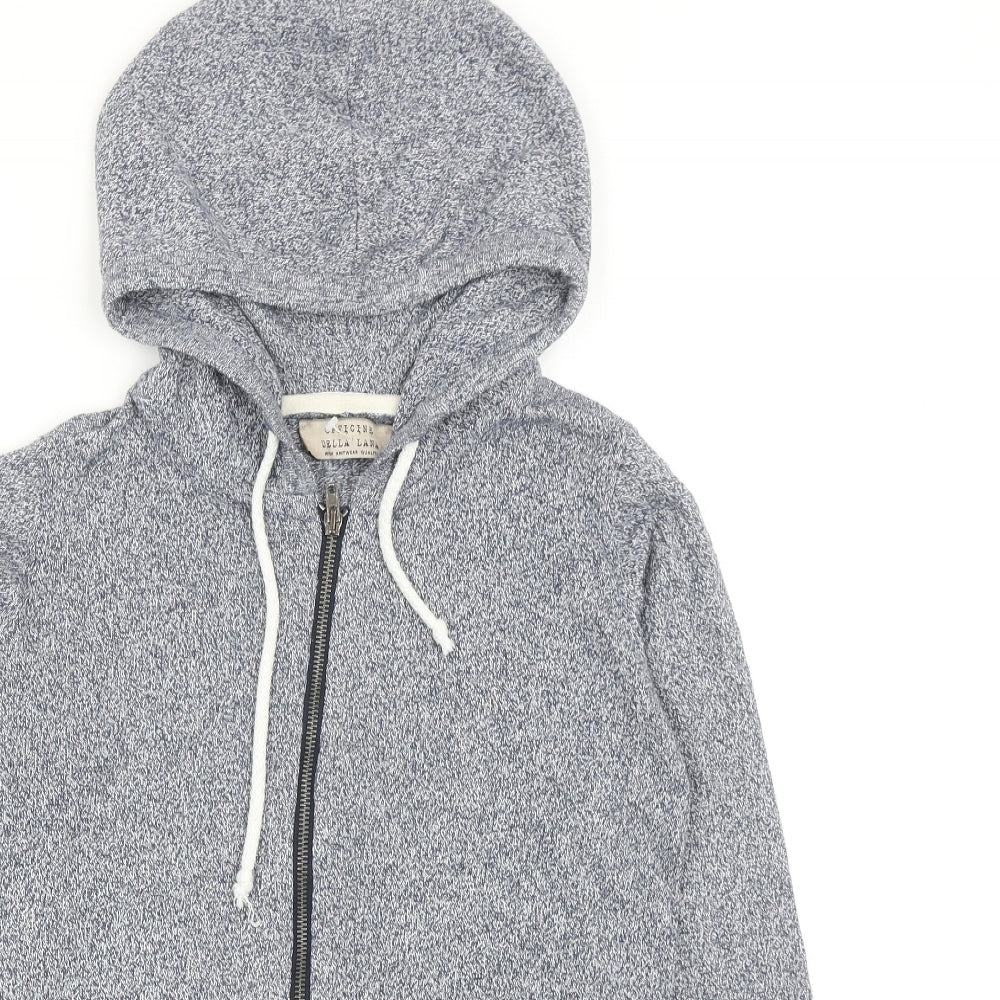 Della Lana Womens Blue Cotton Full Zip Hoodie Size XS Zip