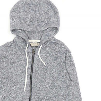 Della Lana Womens Blue Cotton Full Zip Hoodie Size XS Zip